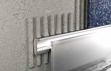 Schlüter -LIPROTEC-D Schlüter -LIPROTEC-D ist ein Dekoraufnahmeprofil für den Wandbereich aus eloxiertem Aluminium mit einer 6 mm breiten Sichtfläche.