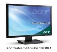 Acer Value Serie Acer V173Bbdm - schwarzmatt ET.BV3RE.B18 Mit energiesparender Hintergrundbeleuchtung 4712842514916 17" LCD, 7.000:1, 5ms, TCO03, Lautsprecher, DVI Acer V193WAb - schwarzmatt ET.CV3WE.