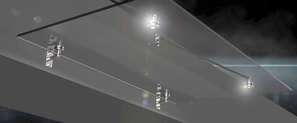 485 Glasplattenträger mit integrierter LED-Beleuchtung Oberfläche: geschliffen