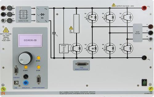 Das Lehrsystem Selbstgeführte Stromrichterschaltungen ermöglicht den Aufbau und die Untersuchung von Leistungselektronikschaltungen mit IGBTs.