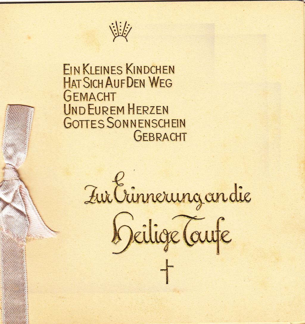 In der kirchlichen Gemeinschaft war ich nun ein neues Glied. Das fand seinen Ausdruck wieder im Gebet und auch im Lied. Mit 8 Jahren hat begonnen meine Christenlehrezeit.