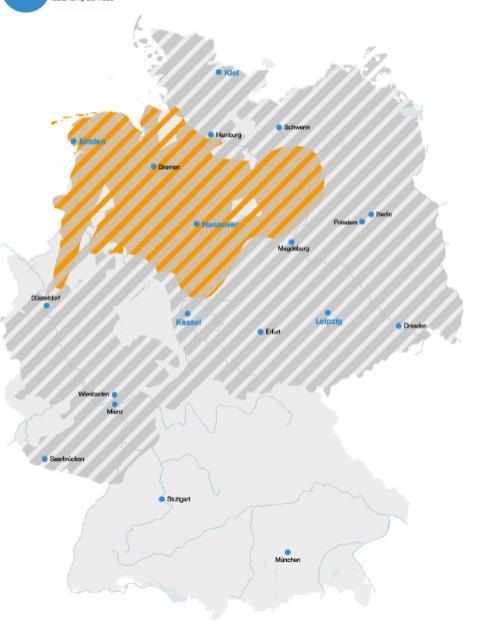 Netzgebiete Ontras Gasunie Deutschland Gascade L-Gas