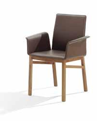 Das Massivholzgestell aus Amerikanisch Nussbaum ist geölt. Erstmals bietet Draenert einen Stuhl an, der explizit zu einem Tisch-modell entwickelt wurde siehe Modell 1290 Achaia.