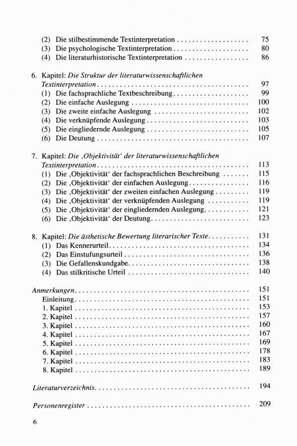 (2) Die stilbestimmende Textinterpretation 75 (3) Die psychologische Textinterpretation 80 (4) Die literaturhistorische Textinterpretation 86 6.