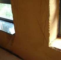 sichtbare PHE-Decke auf MHM-Wänden mit verspachtelten Gipskarton- Bauplatten Profil-Holz-Elemente als Sichtoberfläche an Wand und Decke Um eine verputzte Wand zu
