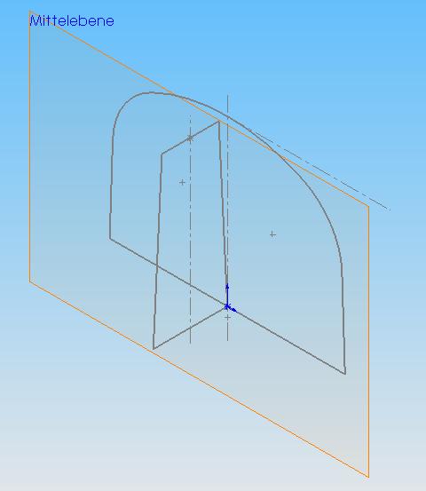 5 Die Kunst des Mechanical CAD Fügen Sie eine Referenzebene ein, die die Ebene vorne und den eben erzeugten Punkt als Referenzelemente besitzt. Nennen Sie sie Mittelebene.