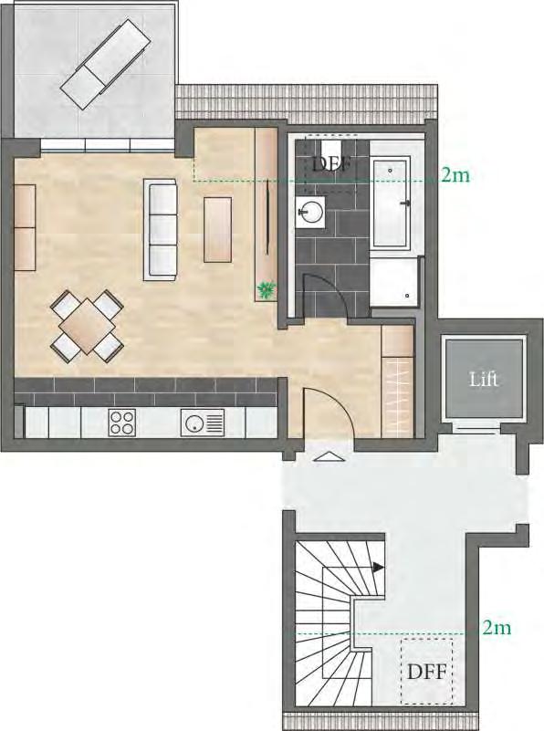 Obergeschoss 1-Zimmer 15c Wohnung 15 / Balkon (½) 4,96 m² 7,24 m² 25,50 m² 3,75 m² 41,45 m² BV