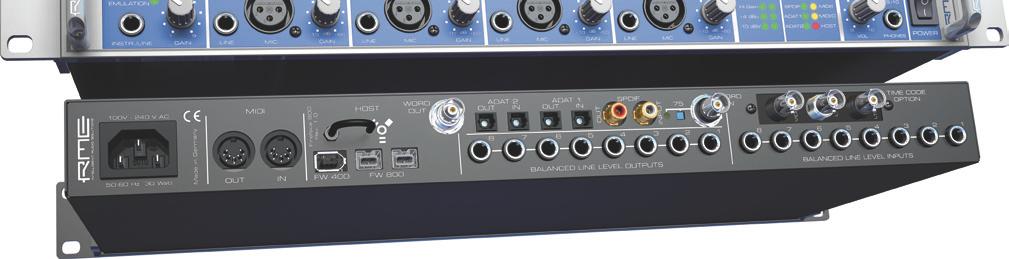 Fireface 800 56-Kanal 192 khz FireWire Audio Interface Time Code Option Erweitert das Fireface 800 um einen LTC- und einen Video-Eingang.