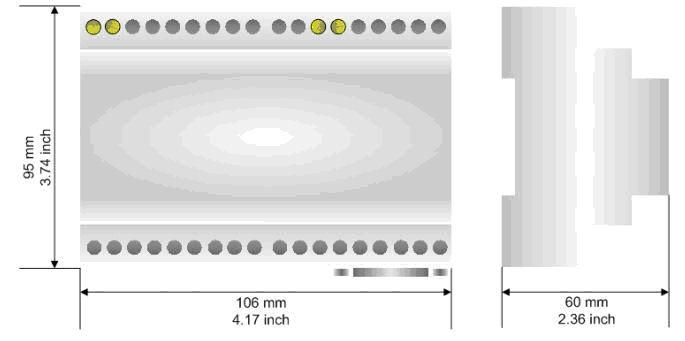 Mechanische Installation Die Montage ist auf jeder 35mm DIN-Hutschiene möglich. Hängen Sie dazu das Modul mit der Oberseite in die Hutschiene ein, und drücken es dann nach unten gegen diese.