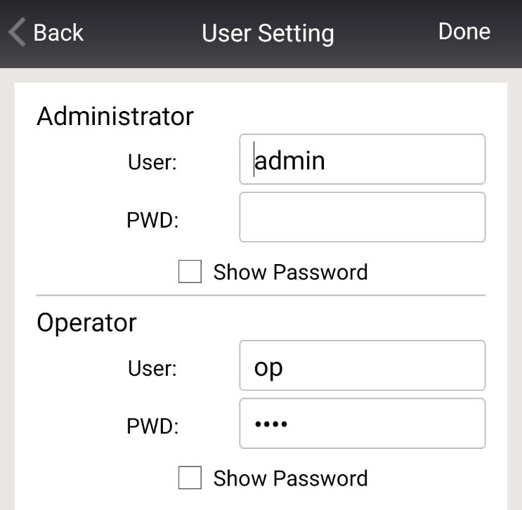Nutzereinstellungen Der Benutzername und das Passwort kann verändert werden, indem Sie auf dieses Fenster klicken.