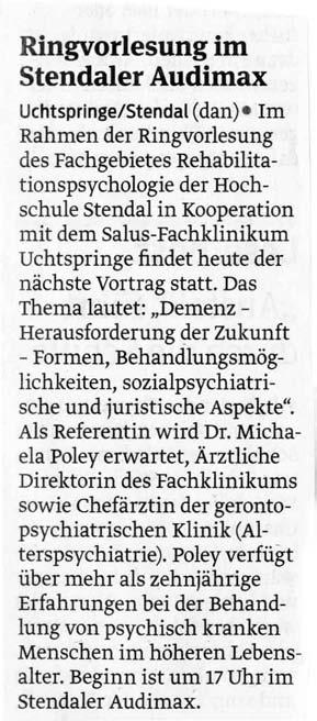 Volksstimme vom 04.06.2014 Ringvorlesung im Stendaler Audimax Uchtspringe/Stendal (dan).