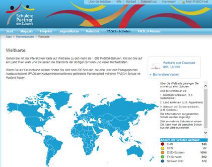 Station 8: PASCH-Schulen weltweit die interaktive Weltkarte Geht auf /weltkarte. Klickt dann auf Deutschland.