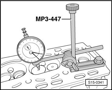 Für Motor mit Motorkennbuchstaben CEEA Universal-Messuhrhalter mit Schraube am Zylinderkopf befestigen. Abstand -h- von der Zylinderkopfunterkante zur Ventiltellerunterkante messen.