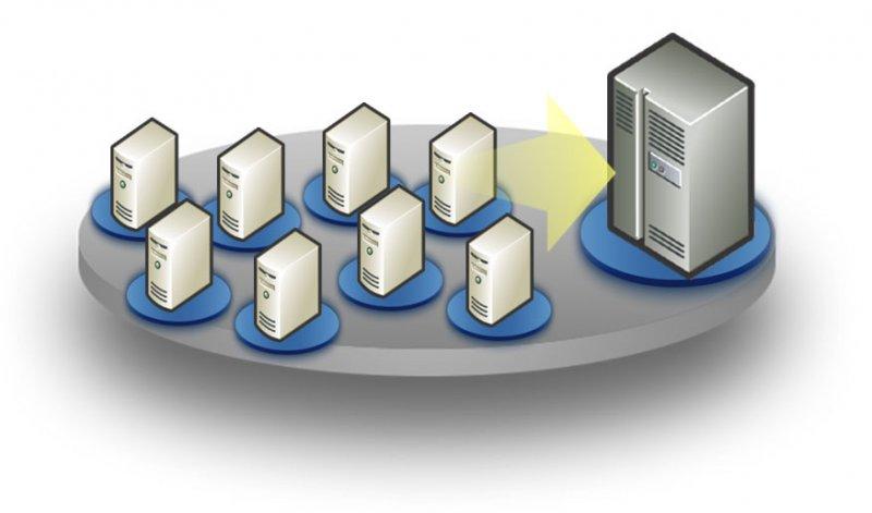 Virtualisierung Trennung von Sog- und Hardware Server- Virtualisierung: viele Server werden auf einer