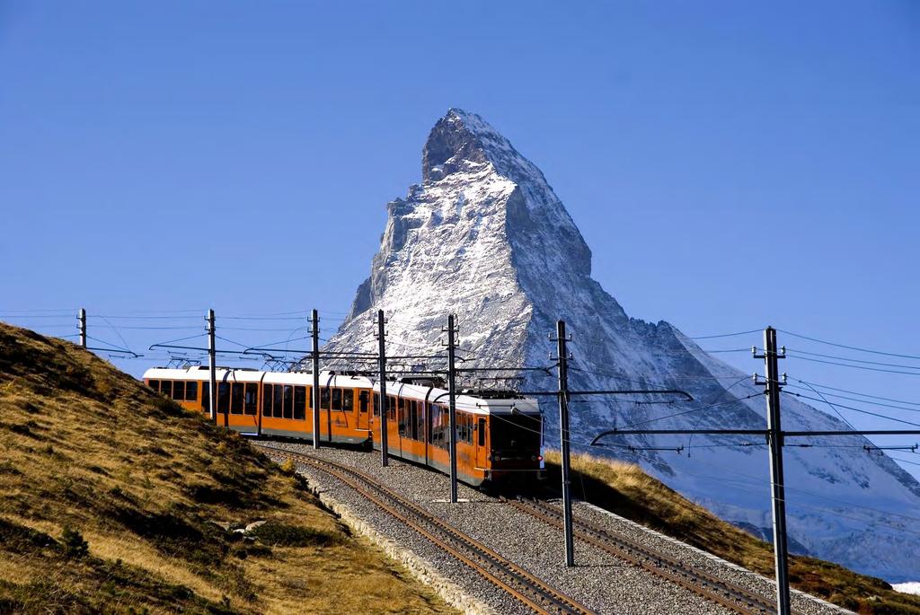 Gornergrat Bahn Streckennetz 9.34 km Tiefster Punkt Zermatt, 1604 m ü. M. Höchster Punkt Gornergrat, 3089 m ü. M. Stationen 6 Brücken (>10m) 4 Tunnels und Galerien 6 Schienenfahrzeuge 31 Mitarbeiter Ca.