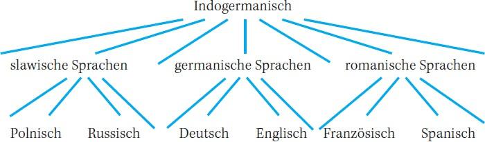 Dieses Bild stellt nur einen kleinen Ausschnitt aus der Gliederung der indogermanischen Sprachen dar.