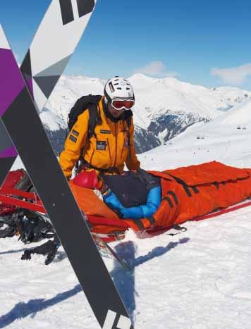 Leiste Hilfe Unfallstelle absichern Sichern Sie die Unfallstelle: Markieren Sie die Unfallstelle mit gekreuzten Skiern oder positionieren Sie allenfalls Warnposten.