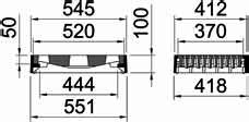 Strassenaufsätze rechteckig Klasse D 400 NW 520/370 mit Federklemmrost mit Rahmen (zum Anpflastern)