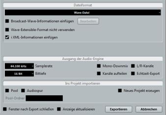 Linken und rechten Locator am Anfang und Ende der Aufnahme. 2. Im Datei-Menü aus dem Exportieren-Untermenü den Befehl Audio-Mixdown auswählen. 3.
