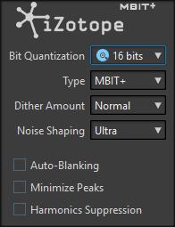 Dithering-PlugIns MBIT+ Dithering Bit quantization Legt die Bittiefe fest, auf die Sie dithern.