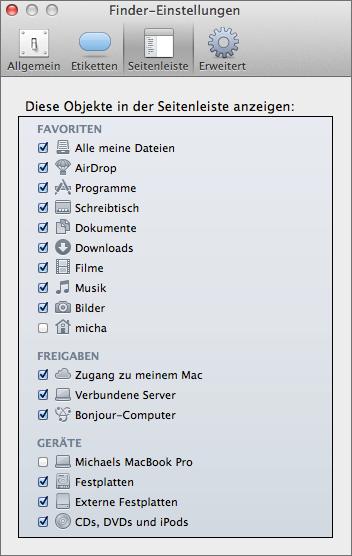 4 d Schritt 5 Im Bereich Seitenleiste 5 können Sie mit einem Klick auf das jeweilige Kontrollkästchen festlegen, welche Elemente in der Seitenleiste in den