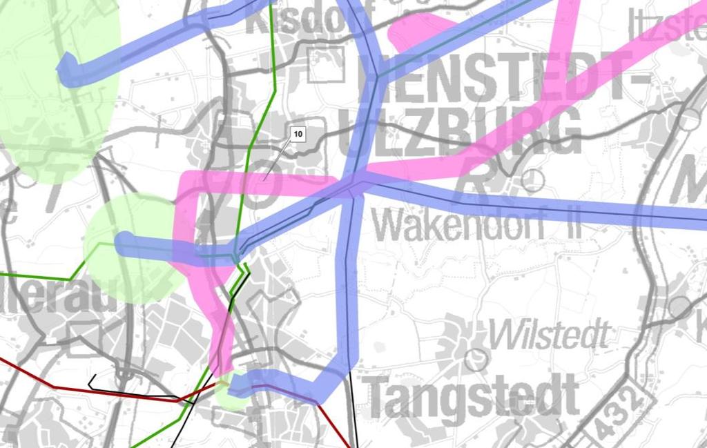 Korridorbewertung Ostküstenleitung Alternative Querung Henstedt-Ulzburg - zusätzliche Betroffenheit des Siedlungsgebietes Henstedt-Ulzburg - Beeinträchtigung von Bereichen mit