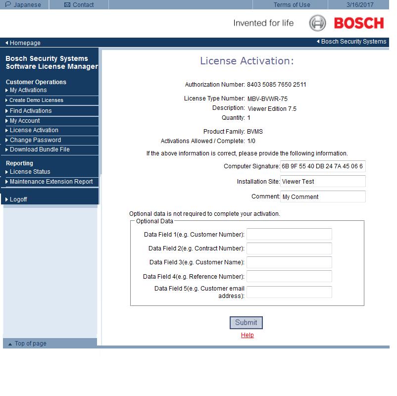 Bosch Video Management System Erste Schritte de 13 5. Kopieren Sie die Computersignatur. Hinweis! Die Computersignatur wird zur Lizenzierung verwendet.