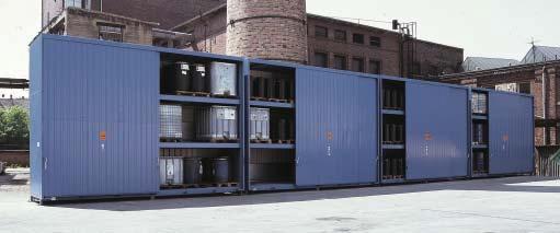 WASSERSCHUTZ-FACHCONTAINER Wasserschutz-Fachcontainer haben sich jahrelang als kostengünstige Lösung für die vorschriftsmäßige Lagerung von Gefahrstoffen in Fässern und IBC / KTC bewährt.