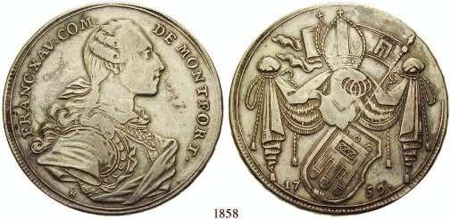 12,- 1858 Franz Xaver, 1758-1780 Konventionstaler 1759, Langenargen. 27,05 g.
