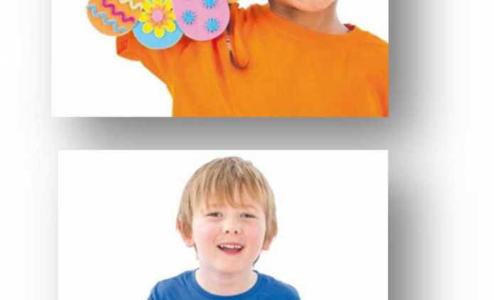 - Osterkranz leicht gemacht: Auf eine Vorlage aus stabiler Pappe können die Kinder verschieden farbige Eier aus Moosgummi