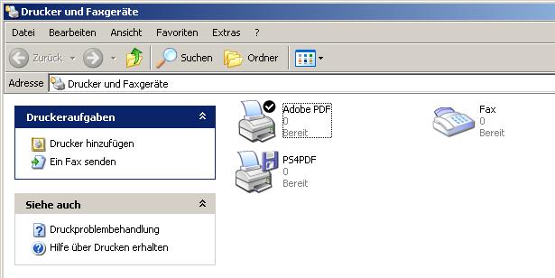 den Anweisungen des Installationstools. In dem aktuellen Fenster erscheint ein Icon für den neu angelegten Faxdrucker.
