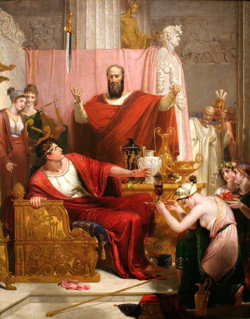 Die Legende des Damoklesschwerts Damokles war ein Höfling des Dionysios, der mit seinem Leben unzufrieden war (4. Jahrhunderts v. Chr.). Er beneidete den Dionysios um dessen Macht und Reichtum.