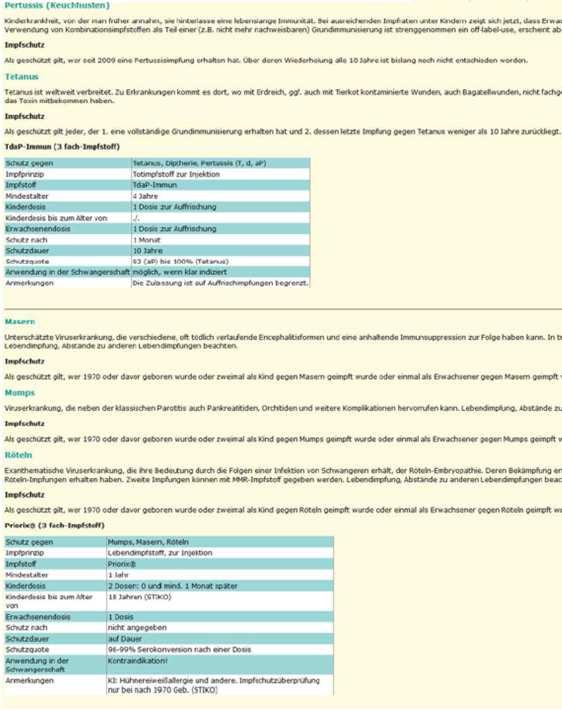 Informationen gibt und als Dokumentationsbogen genommen werden kann (Impfplan PDF