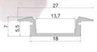 Innenbeleuchtung 18er Aluminium-Profile 18er U-Profil für 12-13,3mm LED-Stripes 1m Aluminium eloxiert 1m matt-schwarz gebürstet 1m matt-weiß 1m Aluminium gebürstet 18er T-Profil für 12-13,3mm