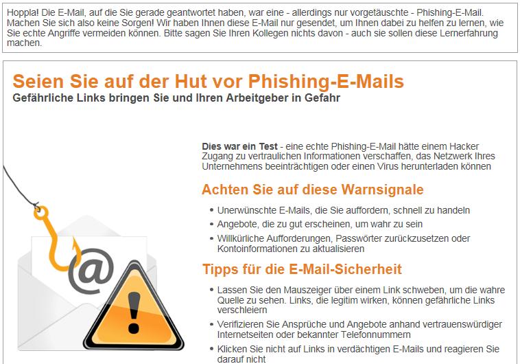 ONLINE TRAINING PLATTFORM ThreatSim Simulierte Phishing Attacke (Benutzer)