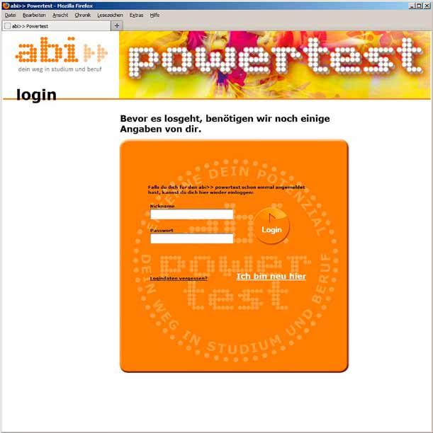 Login Bereits angemeldete Nutzer können sich über den Link Ich bin bereits registriert