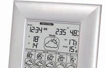 kabellose Übertragung der Außentemperatur Anzeige der Innentemperatur Uhrzeit mit Weckalarm und Datum BxTxH Basis: 146 x 146 x 0 mm BxTxH Sender: 38 x 128 x 21 mm Wetterstation