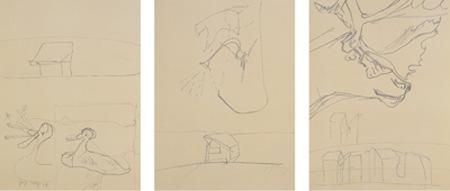 372 Tryptichon, 1981 Art: drei Lithographien auf Karton Größe: 76 x 56 cm Auflage: 90 Schellmann-Nr.