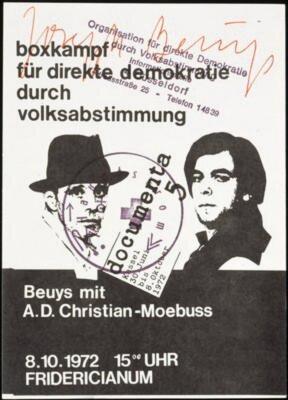 Beuys boxt für direkte Demokratie, 1972 Art: Karte, Offset, gestempelt