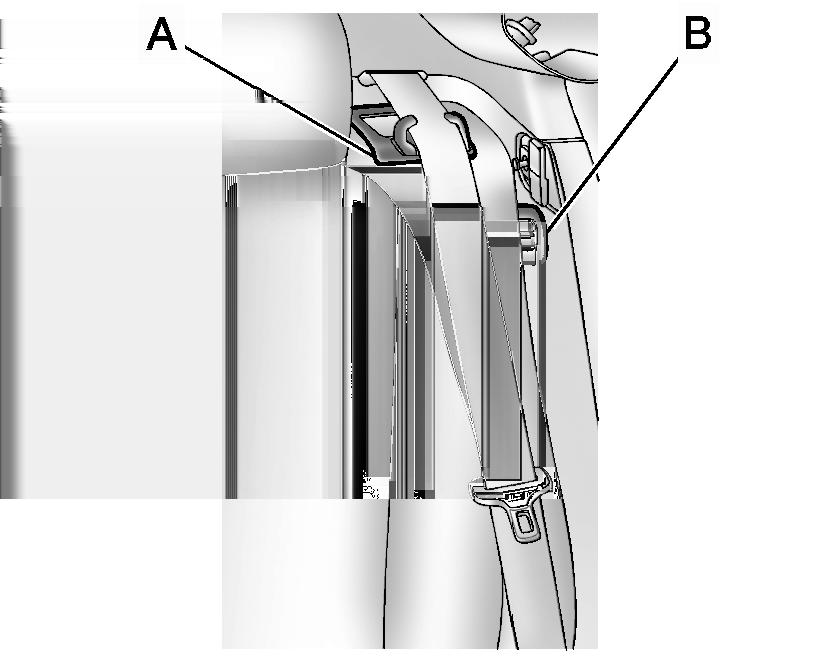 Stauraum 53 2. Rastfeder drücken und halten, dann die Kopfstützen nach unten schieben. 3. Sicherheitsgurt aus der Sicherheitsgurtführung (A) herausnehmen und im Halteclip (B) einhaken. 4.