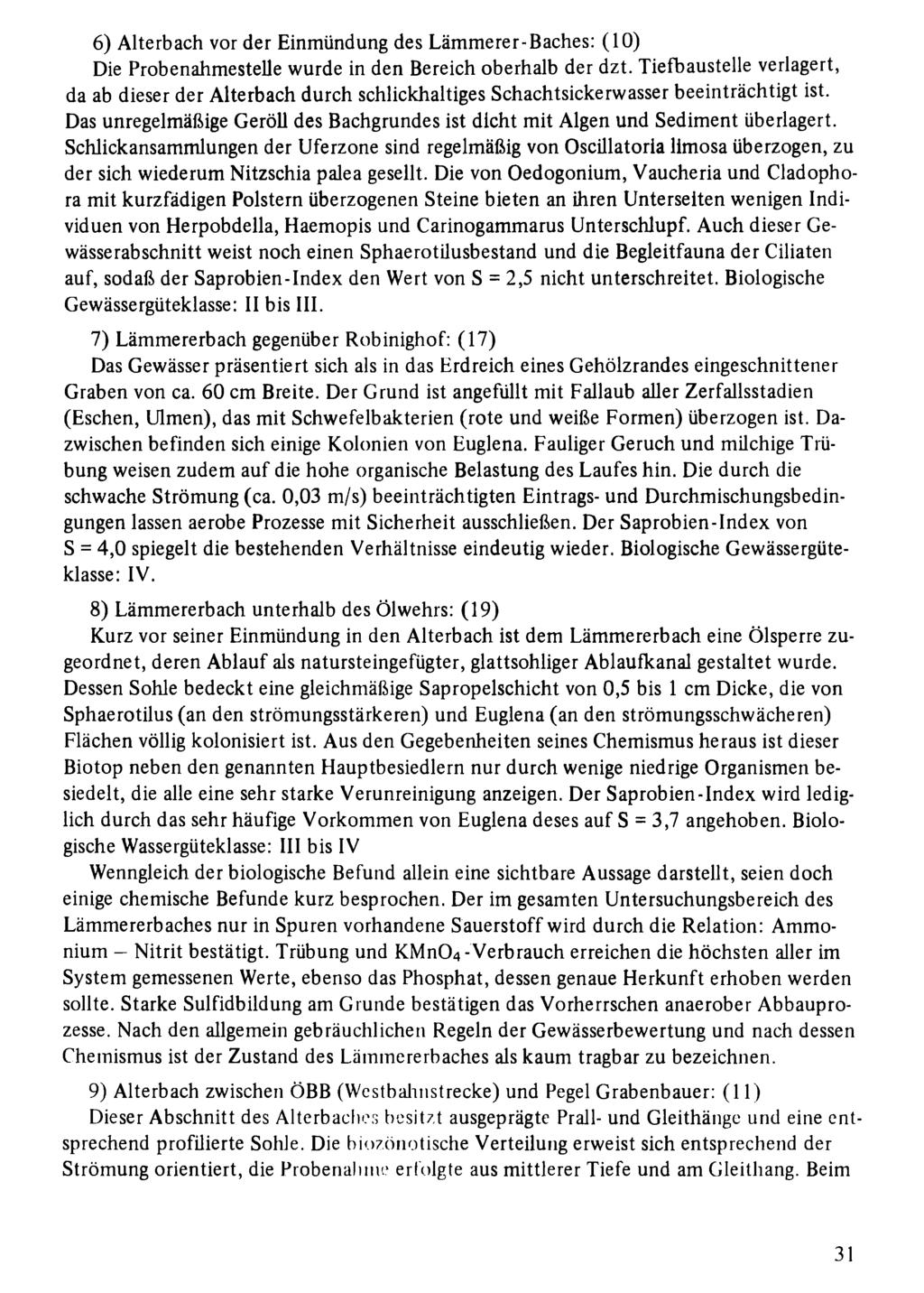 6 ) Alterach Naturwissenschaftlich-Medizinischen vor der Einmündung Vereinigung des Lämmerer-Baches: in Salzurg; download unter (10) www.iologiezentrum.