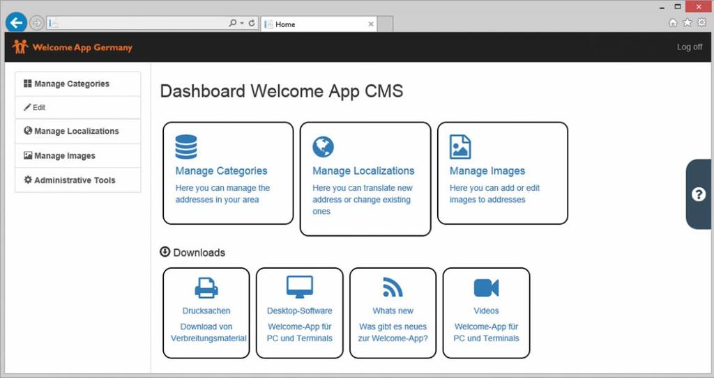 CMS als gemeinsame Schnittstelle Eigens entwickeltes CMS von Entwicklungsexperten von HeiReS Azure-Cloud als Umgebung.