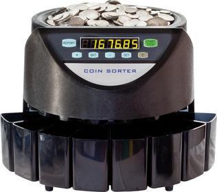 eingegebenen Stückzahl hält der Coin Sorter automatisch an, klein, handlich und sehr einfach zu bedienen, sortiert und zählt nur CHF Münzen. Masse: B 340 x H 265 x T 320 mm.