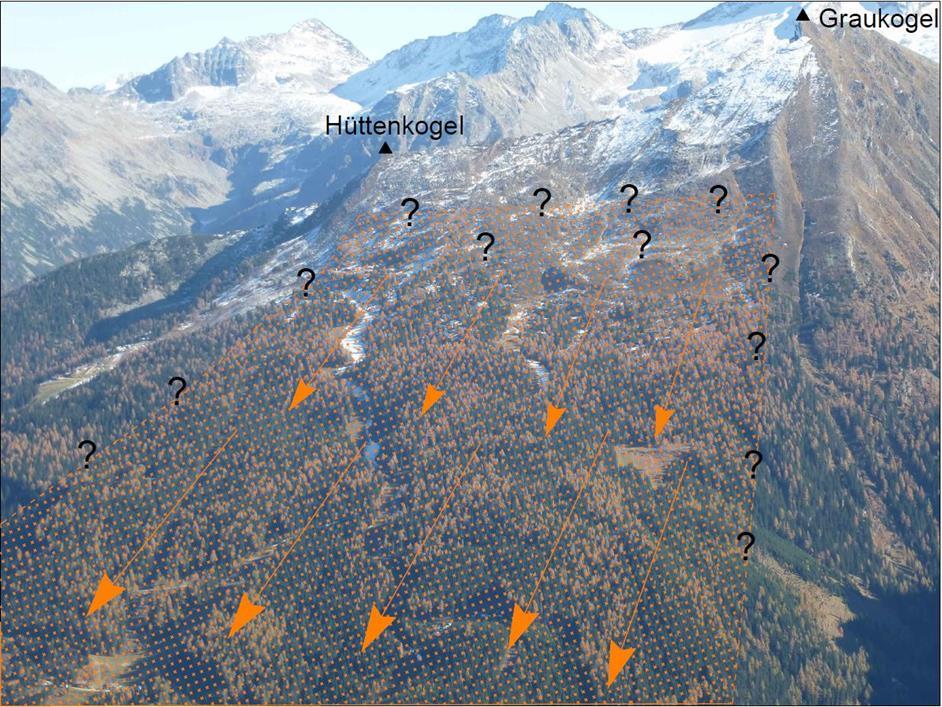 4.2.1 Die Massenbewegung als interglazialer Bergsturz Die Granitgneise sind auf den Glimmerschiefern der Woisgenzone abgerutscht und liegen nun als Bergsturzblockwerk vor.