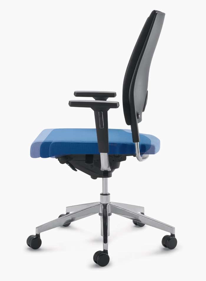 This occurs as soon as the lordosis-depth adjustment mechanism is activated via the integrated dial in the backrest.
