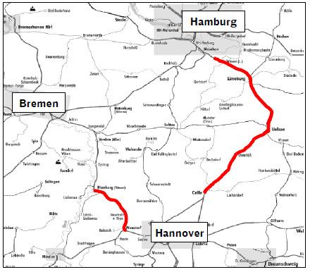 ABS Hamburg Hannover (Planfall 45) - 4-gleisiger Ausbau Maschen Uelzen - 3-gleisiger