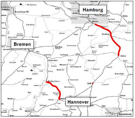 nur 4-gleisiger Ausbau Maschen Uelzen und Maßnahmen zwischen Nienburg und Wunstorf -