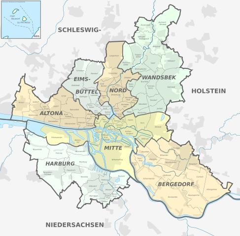 Freie und Hansestadt Hamburg Stadtstaat Einheitsgemeinde 7 Bezirke 104 Stadtteile (mit 180 Ortsteilen) 20815 Einträge in der Denkmalliste Bewegliche und Bodendenkmäler separat Zentrale Stelle zur