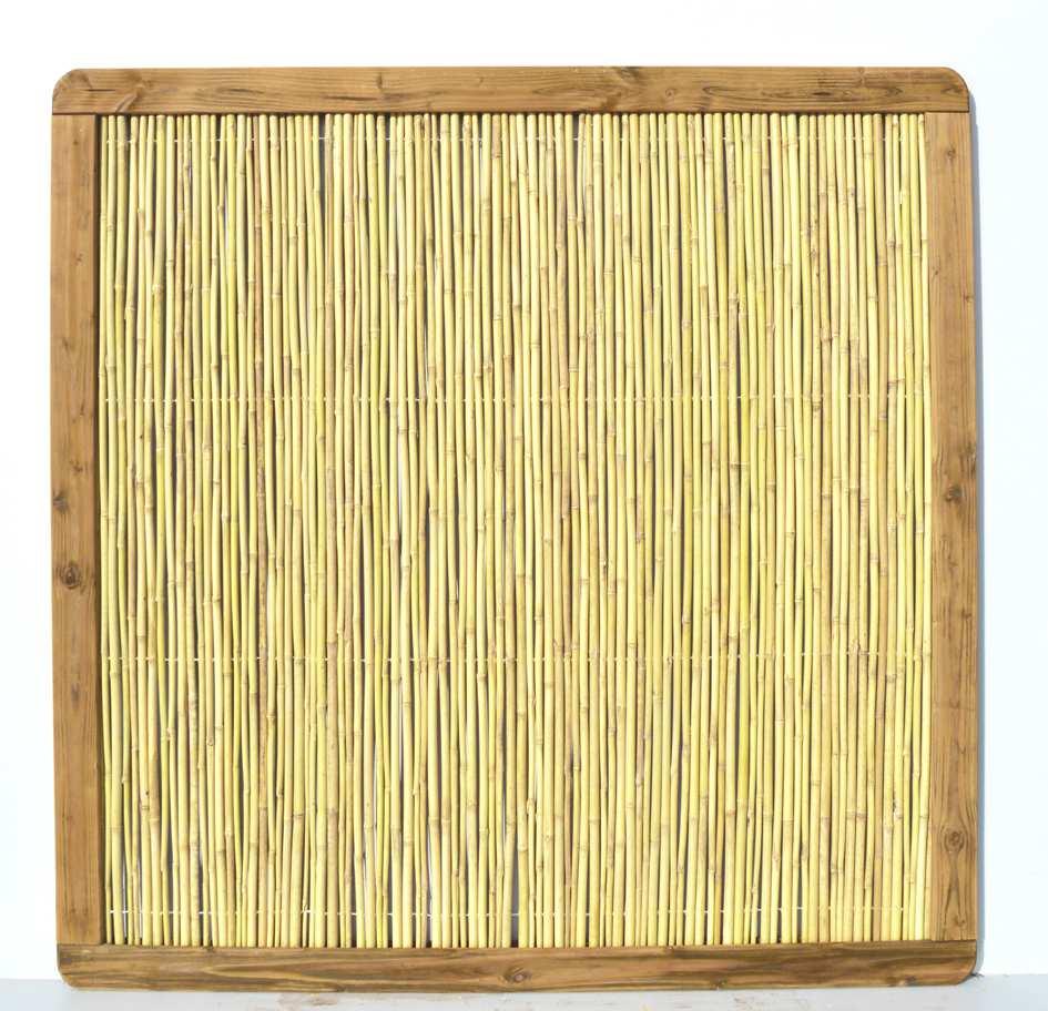 Sichtschutzzaun - Bambus Rahmen aus Douglasie 4,5 x 9,0 cm, mit Bambusstäben 1,8-2,0 cm, Ziergitter aus 0,9 x 4 cm Douglasienleisten