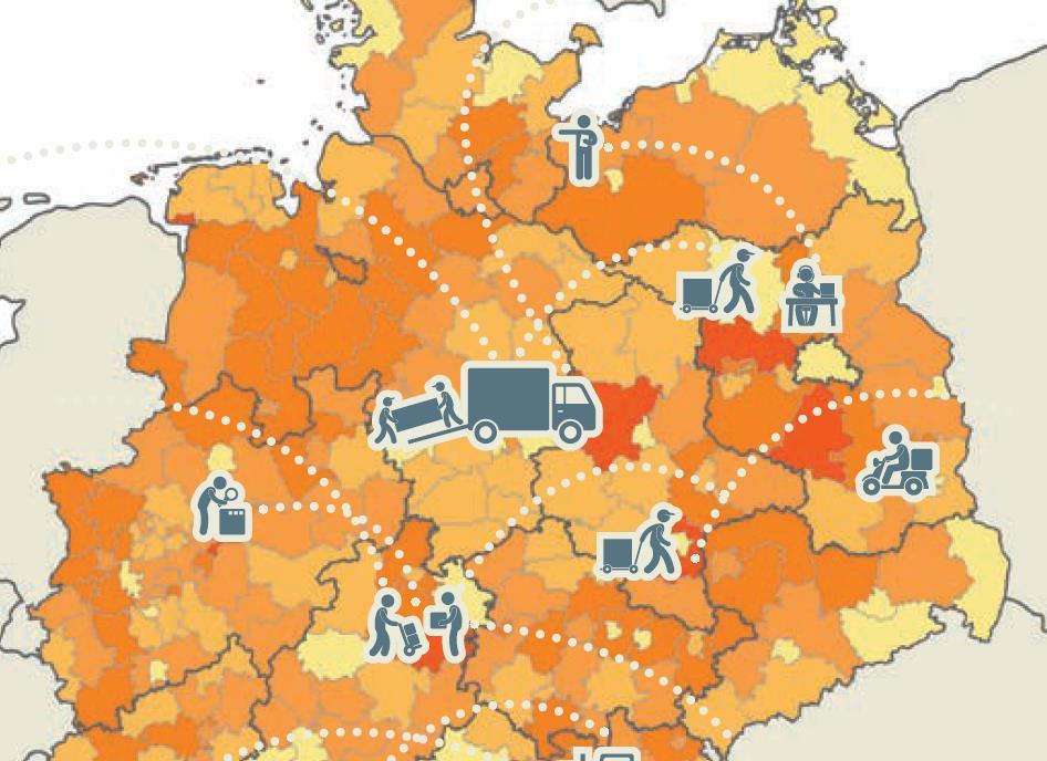 Relative Logistikbeschäftigung Nord- und Ostdeutschland Quelle: